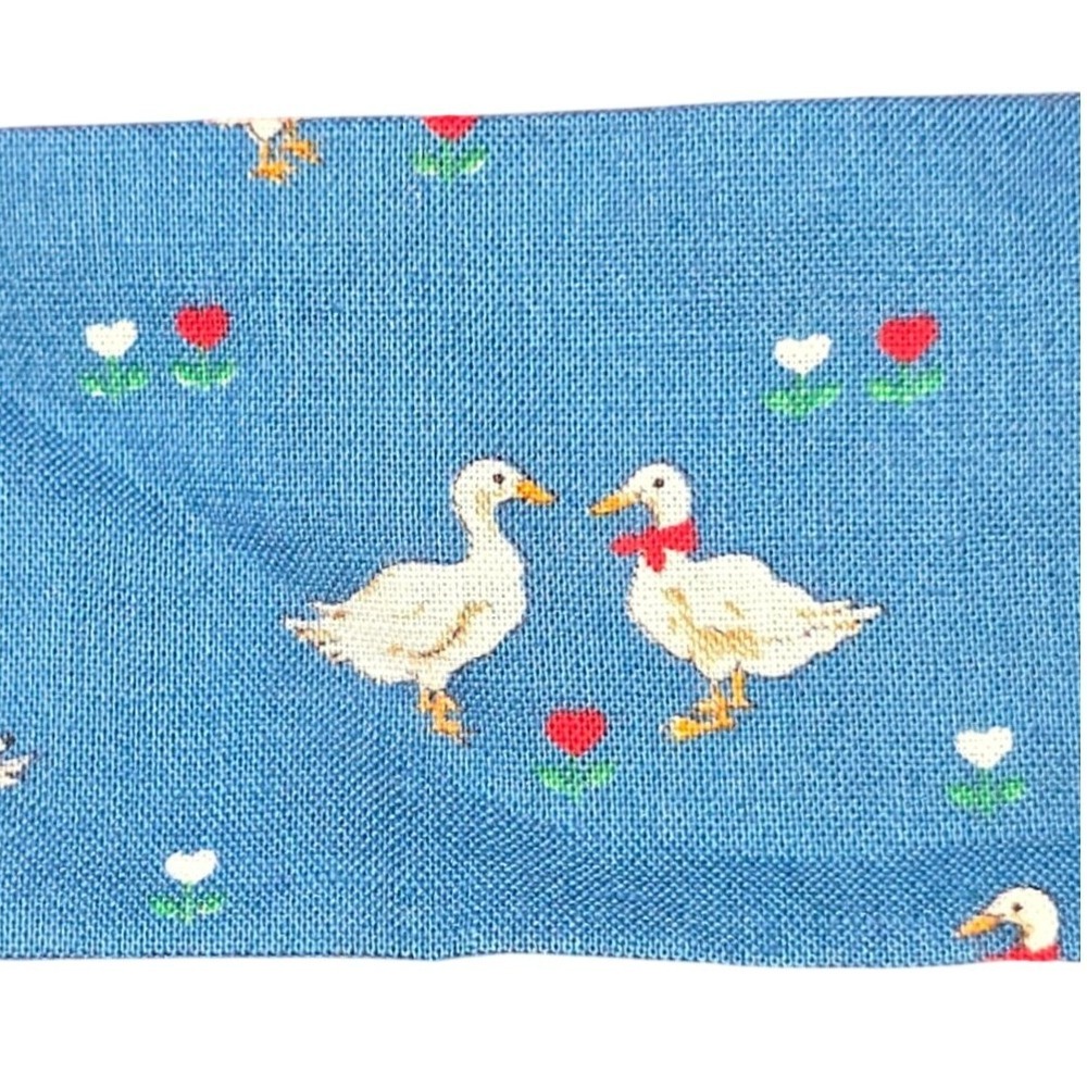 Curtain Belt Sash Table Runner Bandana Cravat Blue Duck Cottage chic Tie 42" VTG